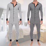 1 x Brand New FEOYA Men s Pajamas Long Sleeve Romper Sleepsuit Jumpsuit Onesie Overall Sleepwear One-Piece Pajamas Tracksuit Full Body Suit Leisure Suit Thermal Underwear 3XL Gray - RRP €47.99