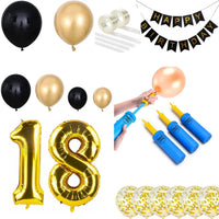 5 x Brand New Balloon arch with pump, balloons guirlande black and gold for birthday decoration, decorative balloon arch set 20 years  - RRP €76.0