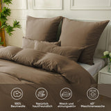 1 x RAW Customer Returns SOULFUL Double Muslin Bed Linen 135x200 Cotton, Bedding Sets 1 Set Duvet Cover with 1 Pillowcase 80x80 cm, OEKO-TEX Bed Linen Dark Coffee with Zipper - RRP €50.41