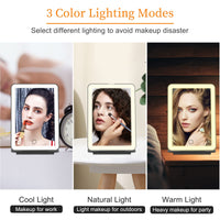 1 x RAW Customer Returns FUNTOUCH Rechargeable Cosmetic Mirror with Lighting, Portable Travel Mirror, 3 Colors Lighting Mirror, Dimmable Touch Screen, Foldable Makeup Mirror with Light for Home, Travel - RRP €20.48