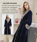 1 x RAW Customer Returns CaiDieNu Women s Long Winter Dressing Gown Warm Bathrobe in Soft Fleece - Christmas Gift Ideas for the Wife - Blue L - RRP €38.98