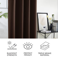 1 x RAW Customer Returns Deconovo opaque thick curtains blackout bedroom with eyelets privacy, 214x132cm height x width , dark brown, set of 2 - RRP €33.95