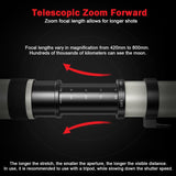 1 x RAW Customer Returns BENOISON 420-800mm Super Telephoto Zoom Lens Manual Focus Telephoto F Lens for Nikon D3500 D850 D7500 D5600 D3400 D500 D7200 D5500 D750 D810 D3300 D5300 D610 D7100 D5200 D600 D3200 SLR - RRP €105.0