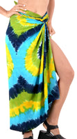 1 x Brand New LA LEELA Women s Bikini Beach Sarong Wrap Maxi Cover up Green, Tie Dye 77 One Size - RRP €24.0