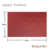 1 x RAW Customer Returns pigchcy Placemats, Wipeable Vinyl Placemats for Dining Table, Easy to Clean, Plastic Placemats Set of 6 45 x 30 cm, Red  - RRP €16.13