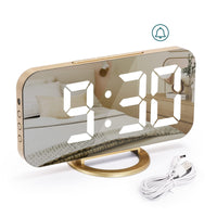 1 x RAW Customer Returns U-picks Digital Alarm Clock with Large LED, 6.5 No Ticking, Table Clock, Alarm Clock Digital Clock, Digital Alarm Clock with Snooze Mode, Adjustable Brightness, 2 USB Charging Ports-Gold - RRP €22.13