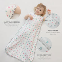 1 x RAW Customer Returns MIKAFEN 2-pack baby sleeping bag summer sleeveless 0.5 Tog, 100 cotton children s summer sleeping bag for boys and girls love gray, 6-14 months  - RRP €25.69