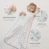 1 x RAW Customer Returns MIKAFEN Pack of 2 Baby Sleeping Bags Summer Sleeveless 0.5 Tog, 100 Cotton Children s Summer Sleeping Bag for Boys and Girls Love Gray, 6-14 Months  - RRP €25.99