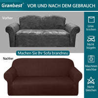 1 x RAW Customer Returns Granbest Thick Sofa Cover Elastic Sofa Covers Non-Slip Sofa Cover, Furniture Protector Chocolate, 1 Seater  - RRP €32.88