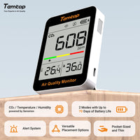 1 x RAW Customer Returns Temtop CO2 Meter, Indoor Air Quality Monitor Portable CO2 Detector, 3-in-1 CO2 Monitor Temperature Humidity and CO2 Value  - RRP €54.49