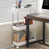 1 x RAW Customer Returns Ronlap kitchen trolley with 3 levels, rolling trolley, niche shelf on wheels, serving trolley, all-purpose trolley with handle hook, narrow shelf for kitchen, bathroom, white - RRP €18.14