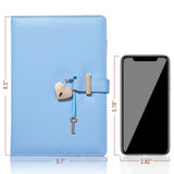 1 x RAW Customer Returns ZZOHAA Heart-shaped lock diary with key and heart diamond pen, PU leather cover, A5, diary, secret notebook, gift for women and girls blue  - RRP €18.14