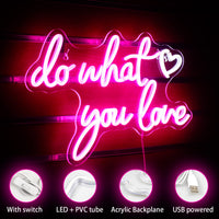 1 x RAW Customer Returns Do What You Love Neon Light Lettering, Pink Neon Sign for Wall Decor, USB Powered Neon Led Sign for Bedroom, Home Decor, Office - RRP €40.2