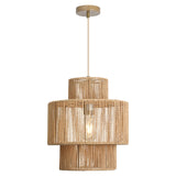 1 x RAW Customer Returns FORCOSO rattan hanging lamp, rattan dining table pendant light, rattan ceiling lamp 32 cm, braided boho hanging light E27, max. 60W for bedroom, living room, dining room, hallway, kitchen - brown - RRP €69.99