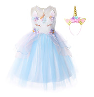 1 x RAW Customer Returns JerrisApparel Girls Unicorn Flower Costume Wedding Party Princess Dress 110, Blue  - RRP €26.21