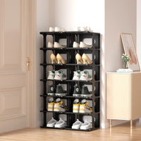 1 x RAW Customer Returns HAIXIN shoe rack 14 levels, narrow shoe rack, shoe cabinet, space-saving stackable shoe storage, black shoe stand for entrance area, hallway, bedroom - RRP €64.91