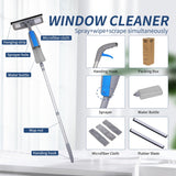 1 x RAW Customer Returns Window Cleaning Brush with Spray, 3 in 1 Cleaning Kit with Extension Pole, 190cm Professional Window Cleaner with 3 Microfiber Cloths, Interior and Exterior Glass Cleaning Tools - RRP €29.81