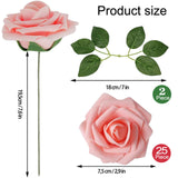 2 x RAW Customer Returns SVUPUE Artificial Flowers Roses, 25pcs Artificial Flowers Rose Heads with Leaf, with Stems Foam Roses, Single Long Stem Flowers, for DIY Wedding Bouquet, Valentine s Day Gift, Pale Pink - RRP €40.8