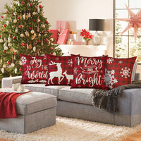 1 x RAW Customer Returns JOTOM Christmas Cushion Covers 50x50cm Holiday Winter Christmas Gift Red Black Check Merry Christmas Cushion Covers for Christmas Decoration Sofa Decoration Pack of 4 Snowflake  - RRP €20.4