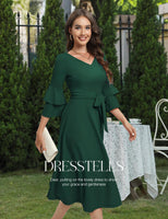 4 x Brand New DRESSTELLS Women s Elegant Cocktail Dress Ball Gowns for Teens with Cute Bell Sleeve Cocktail Dresses for Wedding Guest DarkGreen 2XL - RRP €189.56