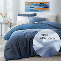 1 x RAW Customer Returns Lanqinglv bed linen 135 x 200 cm blue white gradient reversible bed linen set made of microfiber, soft duvet cover and 1 pillowcase with zipper - RRP €27.2