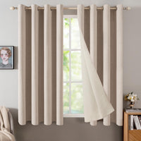 6 x Brand New MIULEE Blackout Curtains with Eyelets Linen Look Set of 2 175 x 140 cm Beige Curtain Opaque with Eyelets Thermal Curtain Cold Protection Curtains Living Room Bedroom Heat Insulating - RRP €238.14