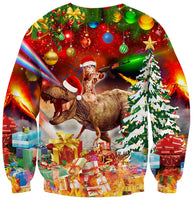 1 x RAW Customer Returns Rave on Friday Men s Women s Christmas Sweater Dinosaur Christmas Sweater Sweatshirts Long Sleeve Round Neck Christmas Sweater Funny Christmas Sweater XL - RRP €34.99