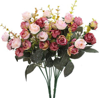 1 x RAW Customer Returns Doolitt Fake Flowers for Decorations, 21 Artificial Flower Heads, 2 Bouquets Artificial Flowers for Decorations, Weddings and Homes, Fake Flower for Cemetery Pink  - RRP €13.99