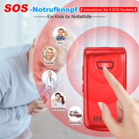 1 x RAW Customer Returns USHINING 4G senior mobile phone flip phone without contract, mobile phone large button cell phone for seniors with 2.4 and 1.77 inch dual color display, dual SIM SOS emergency call button, USB-C charging station, red - RRP €49.99