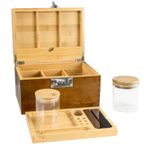 1 x RAW Customer Returns Viking Factory Large Bamboo Box with Combination Lock, Decorative Home Box with Lock, Tray Glass Container Accessories Tool 24 18 14CM Brown  - RRP €61.79