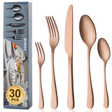 1 x RAW Customer Returns BEWOS cutlery set for 6 people, 30-piece rose gold matt cutlery set including knife, fork, spoon, stainless steel cutlery, dishwasher safe - RRP €31.88