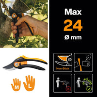 1 x RAW Customer Returns Fiskars Bypass Garden Shears, Plus SmartFit, P541, For fresh branches and twigs, Non-stick coating, Stainless steel blades, Length 20.1 cm, Black Orange, 1057169 - RRP €18.85