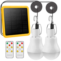 1 x RAW Customer Returns Solar Lamps Light Bulbs with Remote Control 2PCS 3.5M Cable 2, 130Lumen Rechargeable Solar Lamps for Outdoor Indoor, LED Hanging Lamps Solar Lantern for Garden Emergency Chicken Coop Camping Travel - RRP €24.19