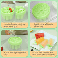 2 x Brand New Ice Cream Molds with Sticks, 8 Cavities Ice Cream Molds Round Ice Cream Holder, Reusable Ice Cream Molds Popsicle for Kids DIY Homemade Ice Cream Green  - RRP €40.8