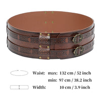 1 x RAW Customer Returns HiiFeuer Wide Viking Belt, Medieval Fax Leather Armor Knight Belt, LARP Halloween Costume Brown  - RRP €49.91