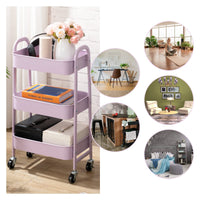 1 x RAW Customer Returns DOEWORKS Storage Cart Kitchen Cart 3 Tier Metal Utility Cart Rolling Cart Organizer Cart with Wheels for Kitchen Makeup Bathroom Office Light Purple - RRP €46.82