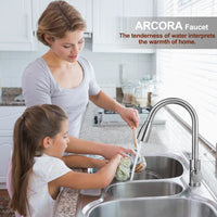 1 x RAW Customer Returns ARCORA kitchen faucet extendable, high pressure kitchen faucet made of stainless steel, 360 swiveling faucet kitchen mixer tap kitchen with 2 jet types, brushed nickel - RRP €54.44