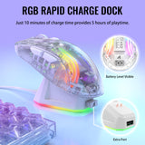 1 x RAW Customer Returns ATTACK SHARK X2 Pro Wireless Gaming Mouse with Charging Station, Quiet Mouse Tri-Mode BT5.0 2.4G Wireless Type-C , 4000 DPI RGB Bluetooth Mouse Rechargeable, Transparent Shell, for PC MAC, White - RRP €32.99