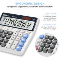 1 x RAW Customer Returns Calculator large buttons large display 12-digit desktop calculator office calculator OS-200ML  - RRP €20.56