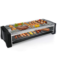 2 x RAW Customer Returns Electric Table Grill, Electric Grill Double Layer, 2200W Electric Grill Smokeless BBQ Grill for Balcony Indoor Party, Stainless Steel Grill Net, Black - RRP €136.32