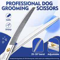 1 x RAW Customer Returns JASON 7.5 inch curved thinning scissors for dogs 43 teeth professional downward curved dog scissors made of Japanese 440C stainless steel grooming scissors with symmetrical handle - RRP €39.99