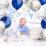 2 x Brand New 113 Pieces Silver Blue Balloons, Navy Blue Balloons, Silver Blue Confetti Garland Latex Balloons for Boys, Baby Baptism, Birthday, Graduation, Wedding - RRP €27.14