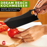 1 x RAW Customer Returns Dream Reach Meat Cleaver 10 Inch Black Boning Knife Chef Knife Cleaver Butcher Knife Sharp Carbon Steel Kitchen Knife with Leather Sheath Gift Box Bottle Opener for BBQ Camping - RRP €36.99