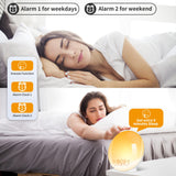 1 x RAW Customer Returns ARTINABS Bedside Alarm Clock Lamp with FM Radio, Wake up Light with Simulation of Sunrise and Sunset, 8 Alarm Sounds, 20 Brightness Levels and 7 Colors Night Light Alarm Clock for Children - RRP €34.66