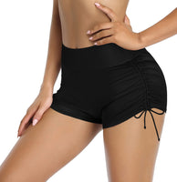 1 x Brand New SHEKINI Women s Solid Color Bikini Bottoms Swimwear Adjustable Drawstring High Waist Ruched Boxer Shorts Summer Abdominal Control Swim Trunks Swimsuit S, Black  - RRP €27.6