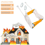 1 x RAW Customer Returns Fireproof rescue ladder rope ladder 5M, fireproof safety ladder, rope ladder with 2 carabiners 16 feet for 2 storey houses by Poweka - RRP €52.55