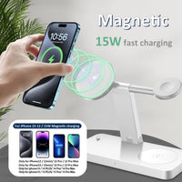 1 x RAW Customer Returns 4-in-1 Magnetic Wireless Charger, Compatible with Magsafe Charger for iPhone 15 14 13 12.15W Foldable Fast Charging Station for Apple Watch Ultra 9 8 7 6 5 4 and Airpods No Plug  - RRP €28.27