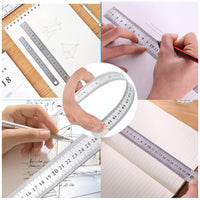 1 x RAW Customer Returns YMDZ 3 PCS Stainless Steel Ruler Metal Ruler Set Steel Scale Double Sides Scale Centimeter Inch Ruler Including Ruler 30cm Ruler 20cm Ruler 15cm for Drawing Office Engineering School - RRP €7.04