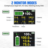 1 x RAW Customer Returns ECO-WORTHY Battery Monitor 200A 12V 24V 36V 48V, 3.5 Touchable Display Battery Monitor with Alarm, 10-100V Battery Tester for Motorhomes, Solar Systems - RRP €69.99