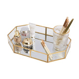 1 x RAW Customer Returns SLHEQING Mirror Tray Gold Vintage Mirror Tray Makeup Jewelry Organizer, Mirrored Metal Decoration - RRP €18.13